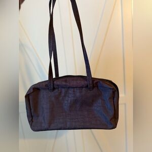 BAGGU Nylon Bowler Bag Chocolate Plum Shoulder Purse Excellent Condition